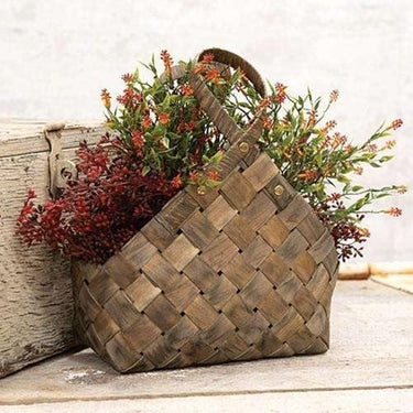 Rustic Woven Gathering Basket w/Loop Handles - The Fox Decor